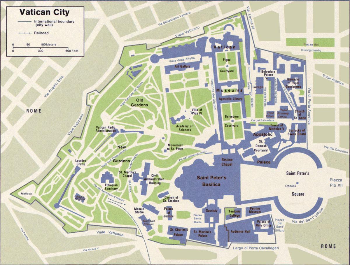 mapa da cidade do Vaticano e da área circundante