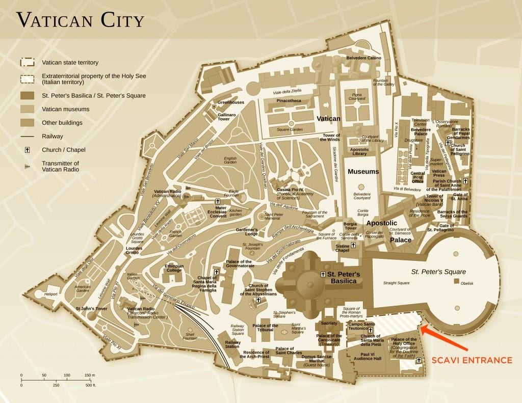 Mapa de escritório escavações da cidade do Vaticano